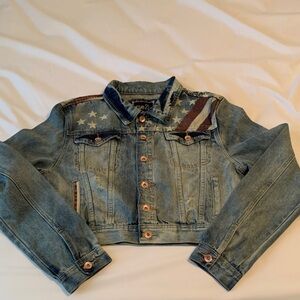 Rue21 Blue Denim Jacket American Flag